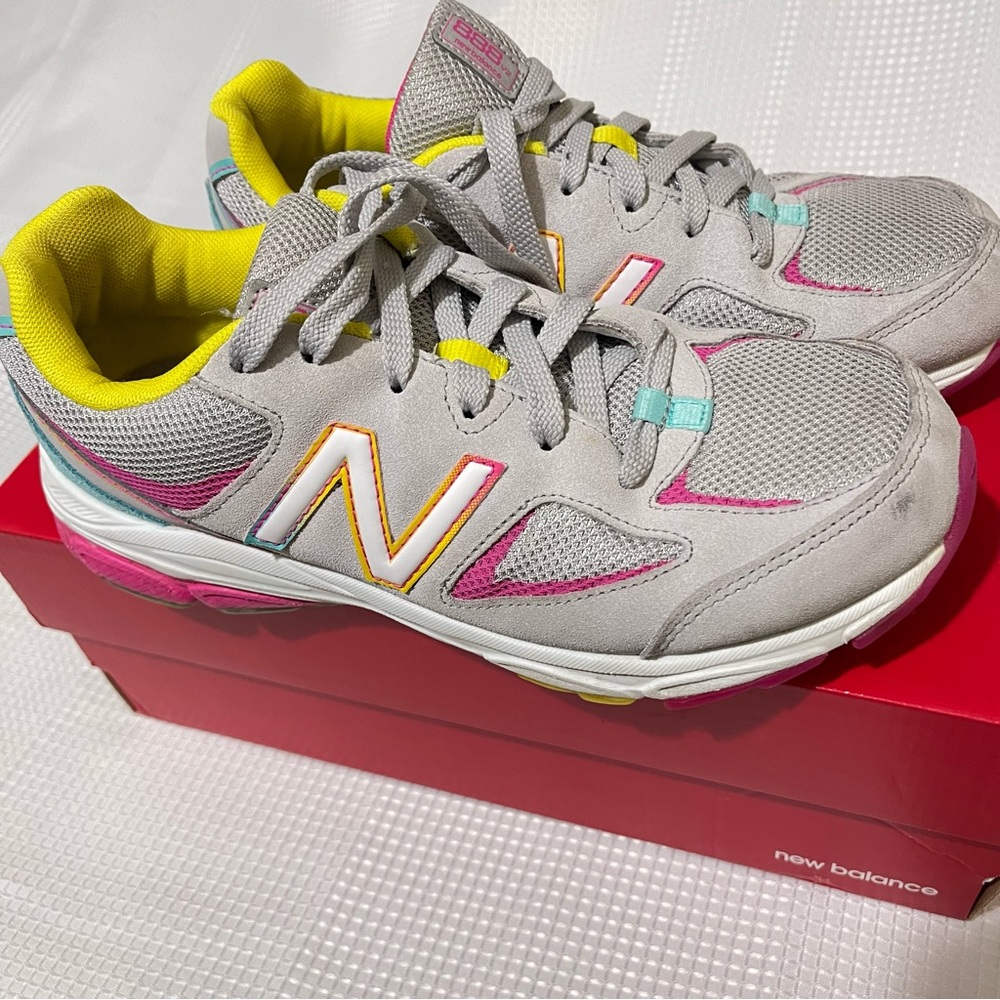 New Balance Kids' Gray and Yellow Sneakers